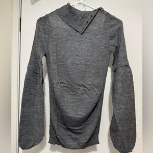 Marc by Marc Jacobs Wool Sweater with Button Neck and Balloon Sleeves Grey XS